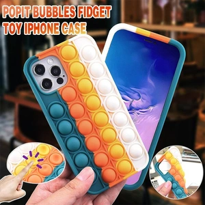 Blue-White Pop Fidget Toys Push It Bubble Phone Case For Iphone - iPhone XR