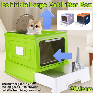 Large Fully Enclosed Cat Litter Box Lift Lid Odour Control Easy Clean Kitty - Purple
