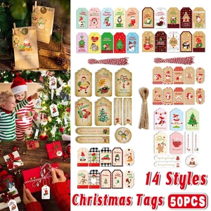 50PCS Christmas Kraft Paper Gift Tags Vintage Holiday Party Card Packaging Decor - 10