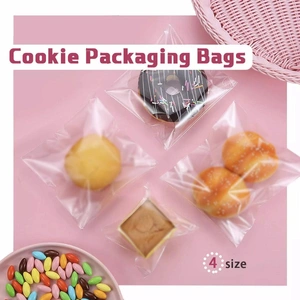 100X Translucent Plastic Candy Packaging Bags Self Adhesive Cookie Biscuit Bags - 10*15
