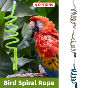 Bird Climbing Rope Toy Cotton Spiral Ladder Parrot Cage Hanging Swing Pet Toy - Blue