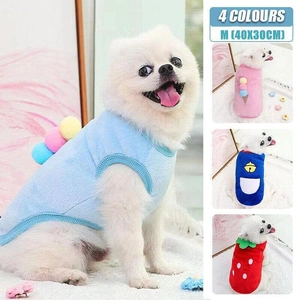 M Size Warm Winter Dog Clothes Soft Fleece Dog Jacket Pet Coat Sweater Puppy Cat Jumper - Blue Ice Cream