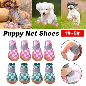 4pcs Breathable Mesh Dog Shoes Small Pets Puppy Paw Protection Summer Boots - Pink-3