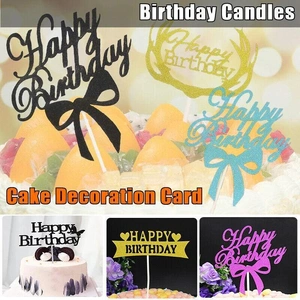 Happy Birthday Cake Topper Colour Printed Acrylic Party Decorations - Blue-Long Strip