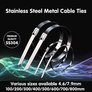 100x Stainless Steel Cable Ties SS304 Marine Grade Zip Strap Locking Wrap 100-800mm - 4.6*350mm
