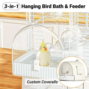 3in1 Parrot Bath Basin Bird Bathtub Cage or Accessory Pet Bird Feeder Water Bowl - Bathroom