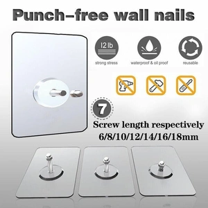 10X Punch-Free Adhesive Wall Hanging Hooks - 8mm