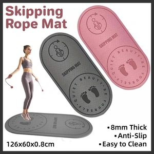 Jump Rope Mat Soundproof Shock Absorbing Mat for Indoor Fitness Yoga Floor Use - Grey