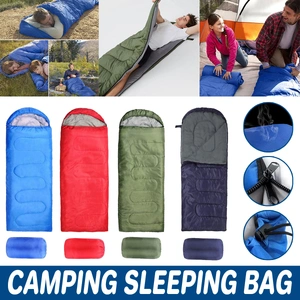 Single Sleeping Bag Outdoor Camping Hiking Thermal Warm Tent Travel Gear - Red