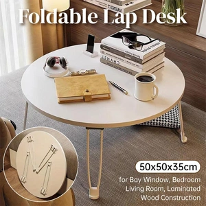 Small Foldable Computer Desk Portable Bed Table Round Home Office Laptop Stand