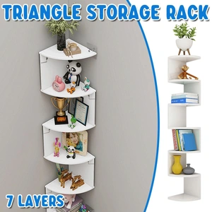 7 Tier Wall Mounted Corner Shelf Triangle Storage Rack Space Saving ...