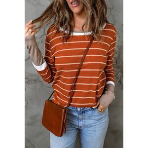 Azura Exchange Color Block Rib Knit Striped Pullover - 2XL