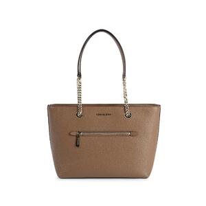 Leather Front Zip Tote Bag - One Size