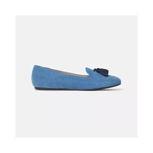 Handmade Light Blue Suede Tassel Moccasins by Charles Philip 38.5 EU Women