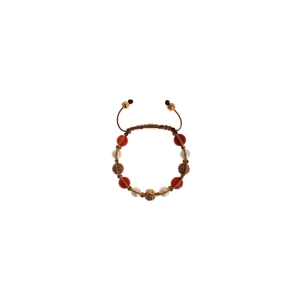 Authentic NIALAYA Red CZ Carnelian Pearl Bracelet S Women