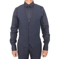 Blue Wool Dress Vest with Logo Details 44 IT Men