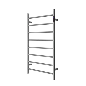 Premium Brushed Chrome Heated Towel Rack with LED control- 8 Bars, Round Design, AU Standard, 1000x620mm Wide