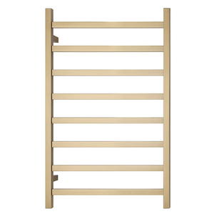 Premium Brushed Gold Heated Towel Rack - 8 Bars, Square Design, AU Standard, 1000x620mm Wide