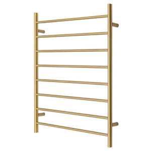 Premium Brushed Gold Heated Towel Rack - 8 Bars, Round Design, AU Standard, 1000x850mm Wide