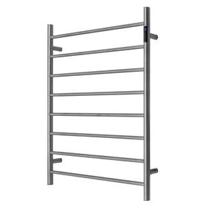 Premium Gunmetal Heated Towel Rack with LED control - 8 Bars, Round Design, AU Standard, 1000x850mm Wide