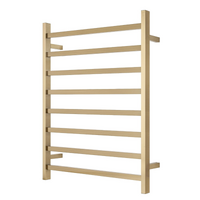 Premium Brushed gold Heated Towel Rack - 8 Bars, Square Design, AU Standard, 1000x850mm Wide