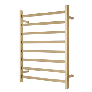 Premium Brushed gold Heated Towel Rack - 8 Bars, Square Design, AU Standard, 1000x850mm Wide