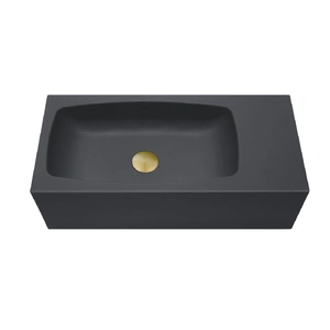 New Concrete Cement Wash Basin Counter Top Matte Black Wall Hung Curved Basin