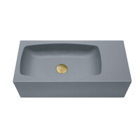 New Concrete Cement Wash Basin Counter Top Matte Dark Grey Wall Hung Curved Basin