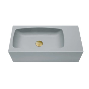 New Concrete Cement Wash Basin Counter Top Matte Light Grey Wall Hung Curved Basin