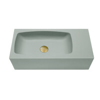 New Concrete Cement Wash Basin Counter Top Matte Mint Green Wall Hung Curved Basin