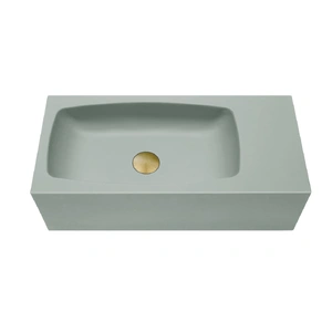 New Concrete Cement Wash Basin Counter Top Matte Mint Green Wall Hung Curved Basin
