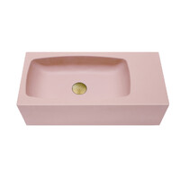 New Concrete Cement Wash Basin Counter Top Matte Pink Wall Hung Curved Basin