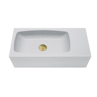 New Concrete Cement Wash Basin Counter Top Matte White Wall Hung Curved Basin
