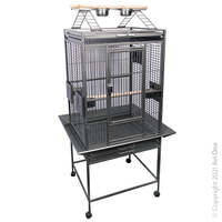  PARROT CAGE WITH PLAY PEN  SILVER BLACK