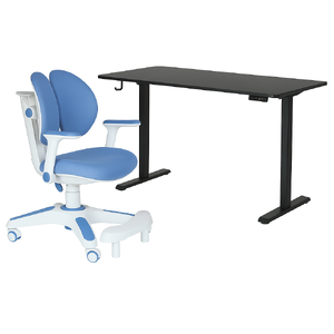 Ergonomic Kids Study Chair & Adjustable Electric Standing Desk Set ‚Äì Blue Chair & Black Desk