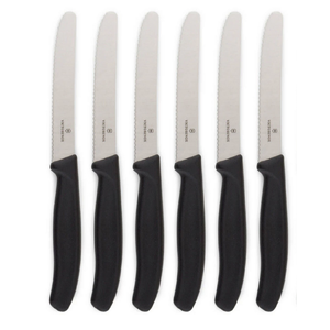 6x Victorinox Standard Wavy Edge Steak and Tomato Knife - Black