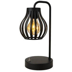 Modern Black Metal Tulip Style LED Lantern Table Desk Lamp ‚Äì Battery Operated Decorative Light