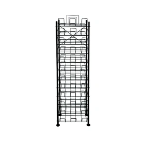 12 Tier Placemat Brochure Magazine Newspaper Display Rack Storage Stand on Wheels - Black Frame