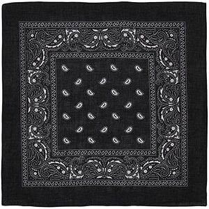 BANDANA Paisley 100% COTTON Head Wrap Durag Bandanna Summer Biker Scarf Mask - Black