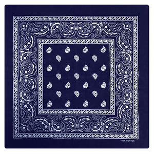 BANDANA Paisley 100% COTTON Head Wrap Durag Bandanna Summer Biker Scarf Mask - Navy Blue