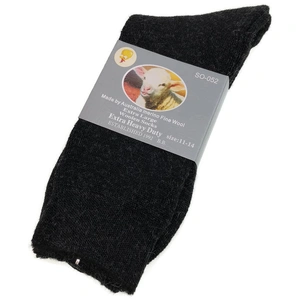 1 Pair Merino Wool Blend Work Socks Thermal Hiking Winter Warm Socks - Black - 11-14