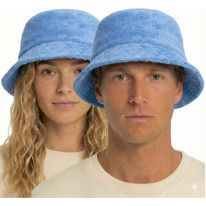 100% Cotton Terry Towelling Bucket Hat Daggy Fishing Camping Lad Cap in Sky Blue - XXL