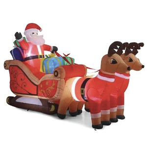 320cm Xmas Father Christmas Charm Santa Sleigh With Reindeer + LED Lights Inflatable