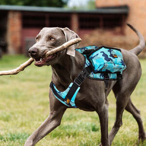 Ondoing Dog Backpack Harness Pet Carrier Saddle Bag Reflective Adjustable Outdoor Hiking-XL-Camo Blue