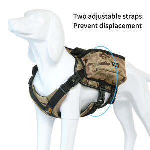Ondoing Dog Backpack Harness Pet Carrier Saddle Bag Reflective Adjustable Outdoor Hiking-L-Camo Green