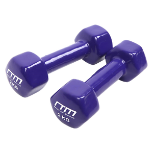 2kg Dumbbells Pair PVC Hand Weights Rubber Coated