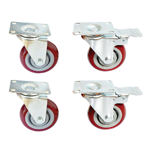 4 x 4" Heavy Duty PU Swivel Castor Wheels With Brake