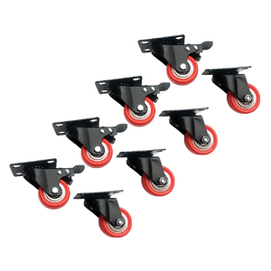 8 x 2" Polyurethane Castor Wheels - Swivel and 4 with brake