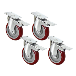 4 X 5" Heavy Duty 400kg Swivel Castor Wheels Trolley Furniture Caster All Brake