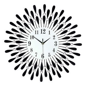 Large Modern 3D Crystal Wall Clock Luxury Art Metal Round Home Decor